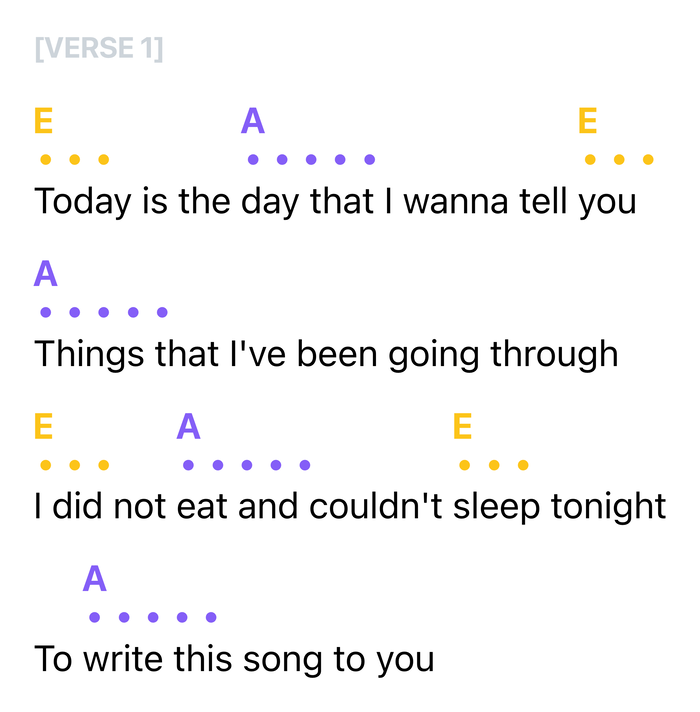 Not Transposed Chordsheet - Light Mode