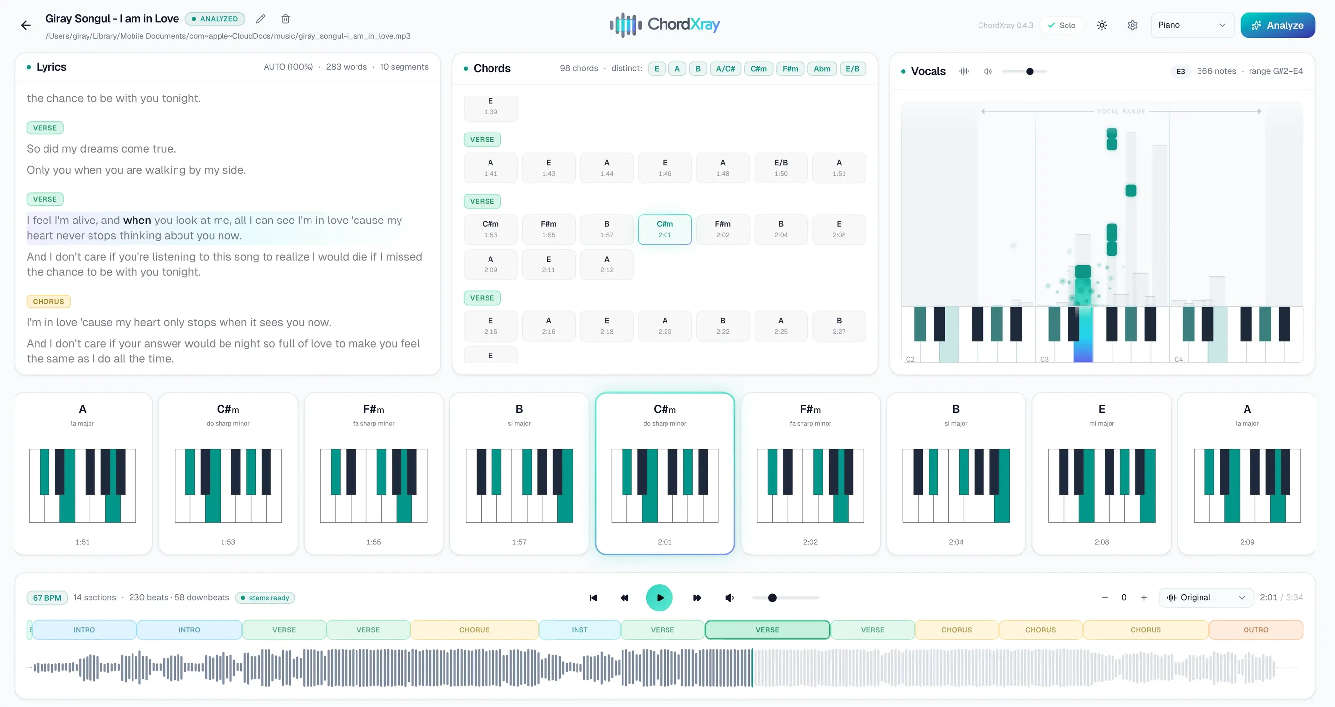 ChordXray product screenshot