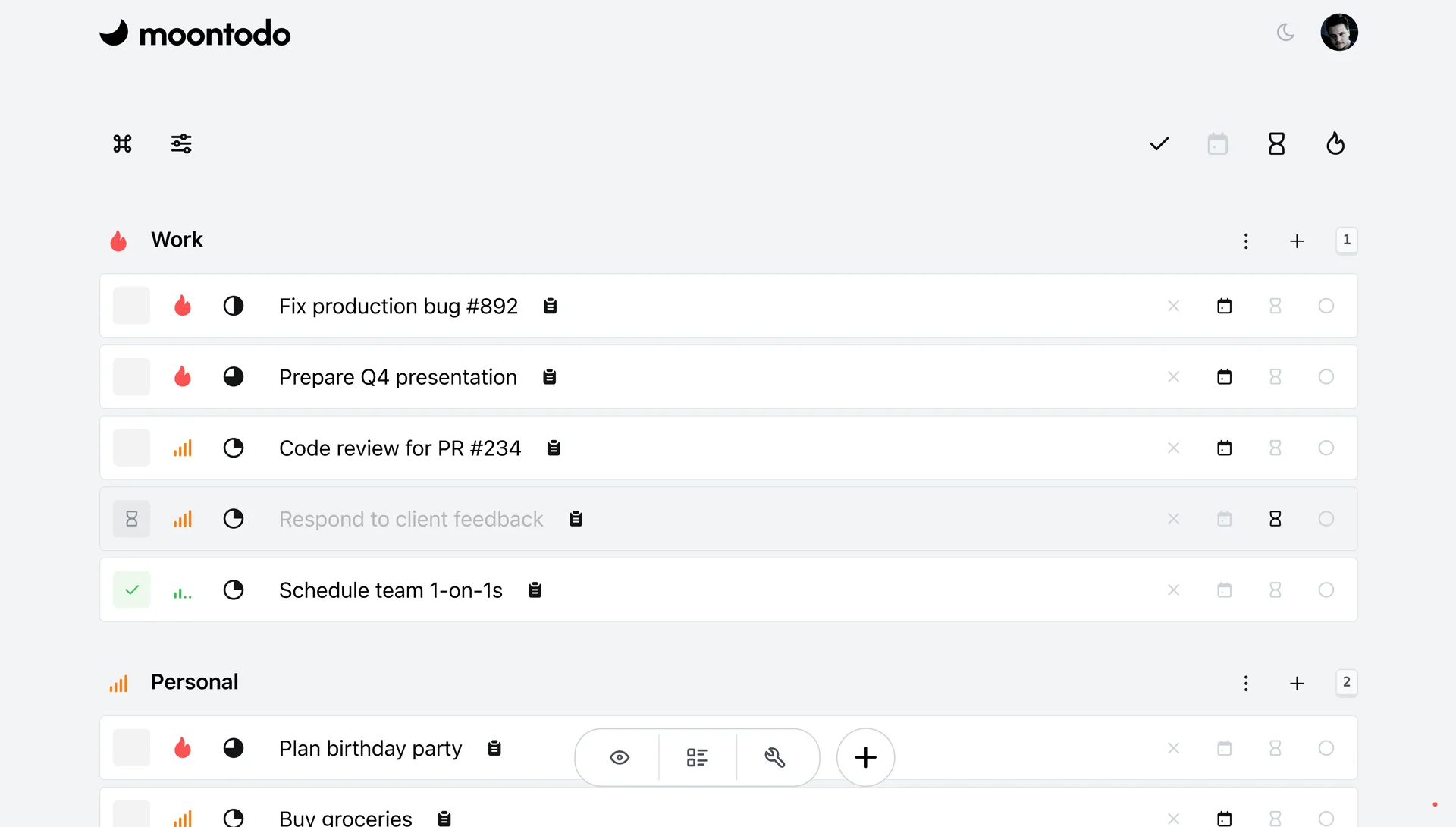 Moontodo product screenshot